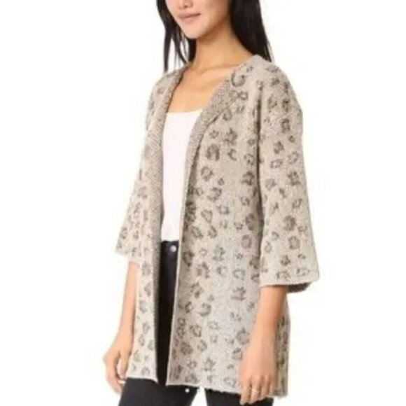 Cupcakes & Cashmere Cardigan‎ Sweater Animal Print Knit Open Front Size S - Picture 1 of 7